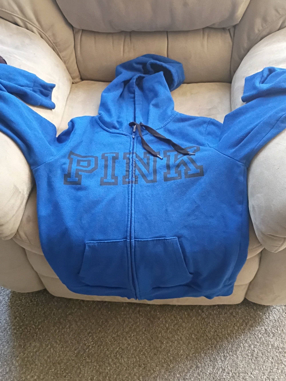 Victoria's Secret PINK Royal Blue Full Zip Hoodie Medium